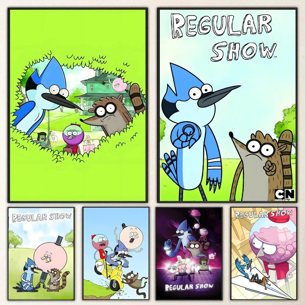 Anime Regular Show Poster Self Adhesive Waterproof PP Poster Coffee Shop Bar Wall Sticker Home Room Decor Wall Art