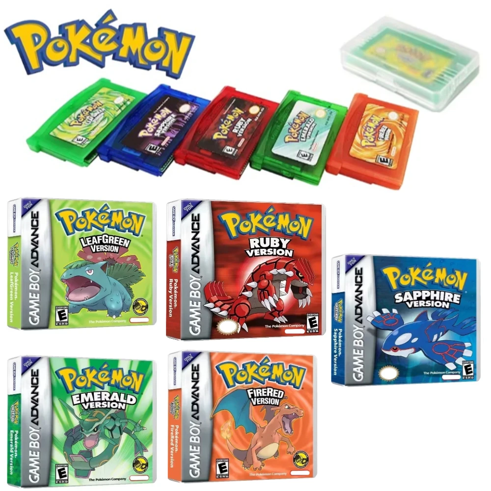 Pokemon Series GBA Game 32 Bit Video Game Cartridge Console Card Gifts Pokemon Emerald FireRed LeafGreen Ruby Sapphire USA