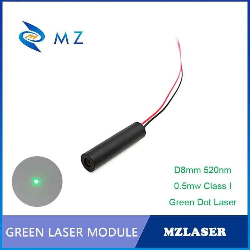 

Green Dot Laser Diode Module Hot Selling Compact Mini D8mm 520nm 0.5mw Class I Industrial Grade APC Drive CW Circuit Model Laser