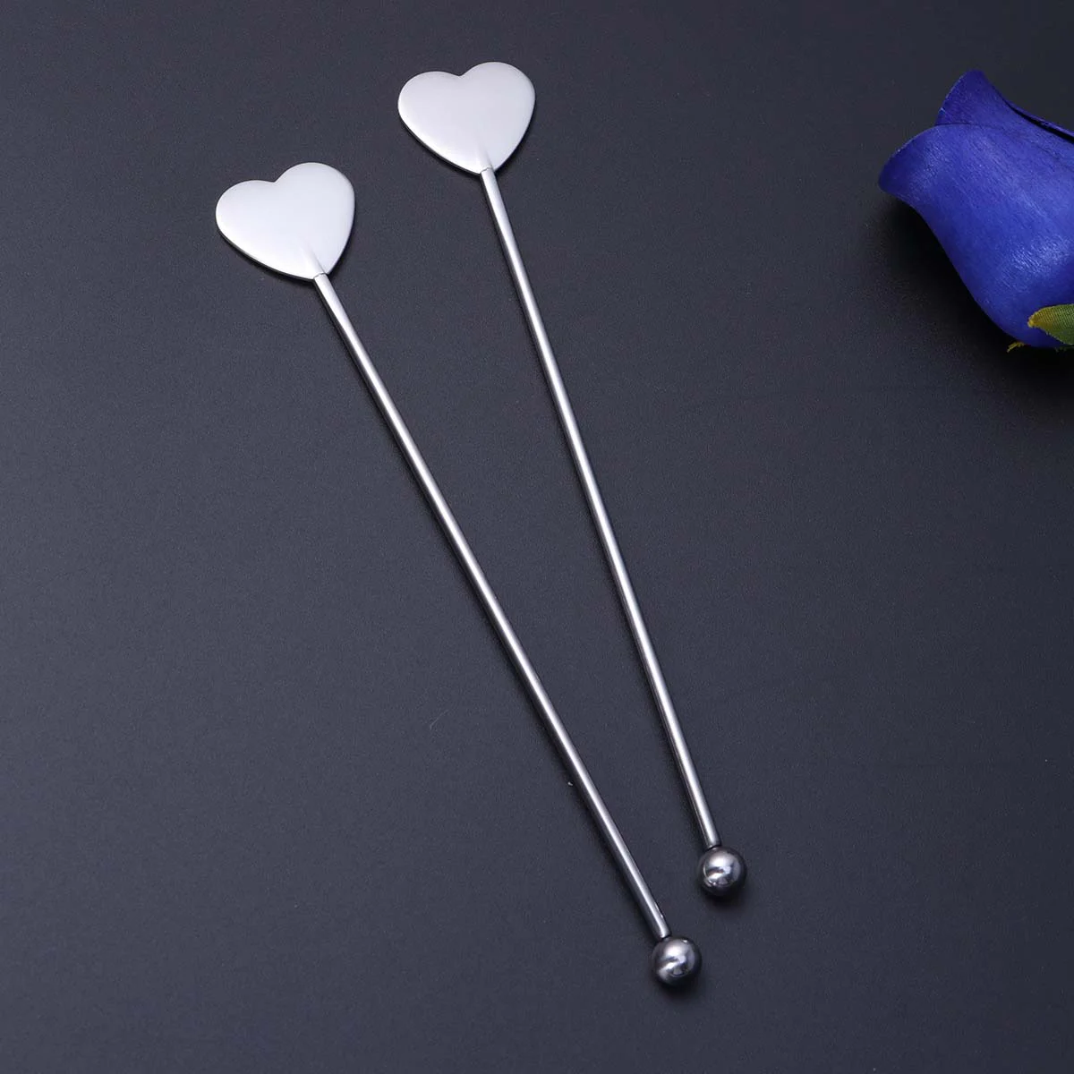 5 Pcs Fruit Stick Cocktail Stainless Steel Martini Pick Coffee Stirrers Beverages Drink Picks