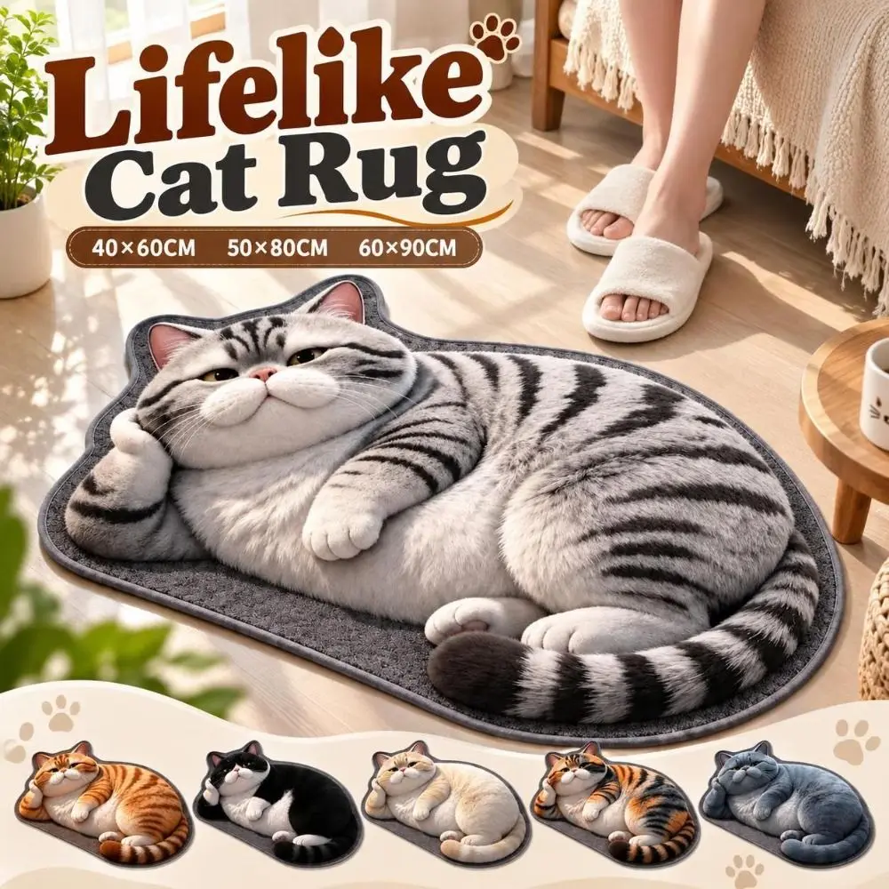 Diatomaceous Earth Lifelike Cat Floor Mat Non-slip 40×60CM 50×80CM 60×90CM Bathroom Carpet Water-absorbing Washable