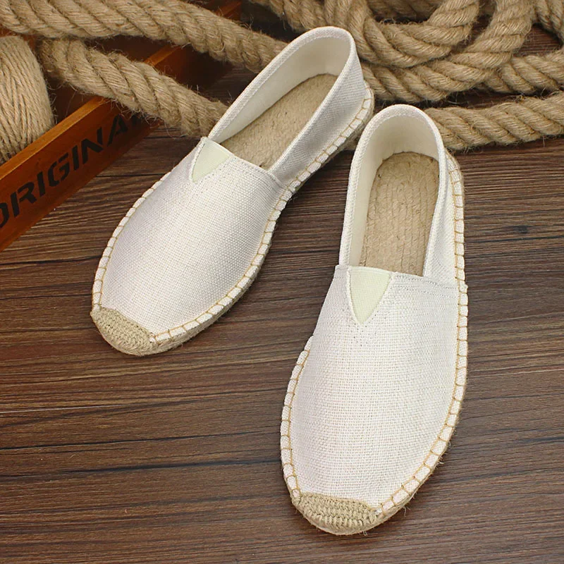 Breathable Men\'s Casual Shoes Slip-On Hemp Shoes Graffiti Espadrilles Women Footwear Flats 2023 Summer Autumn Men Canvas Shoes