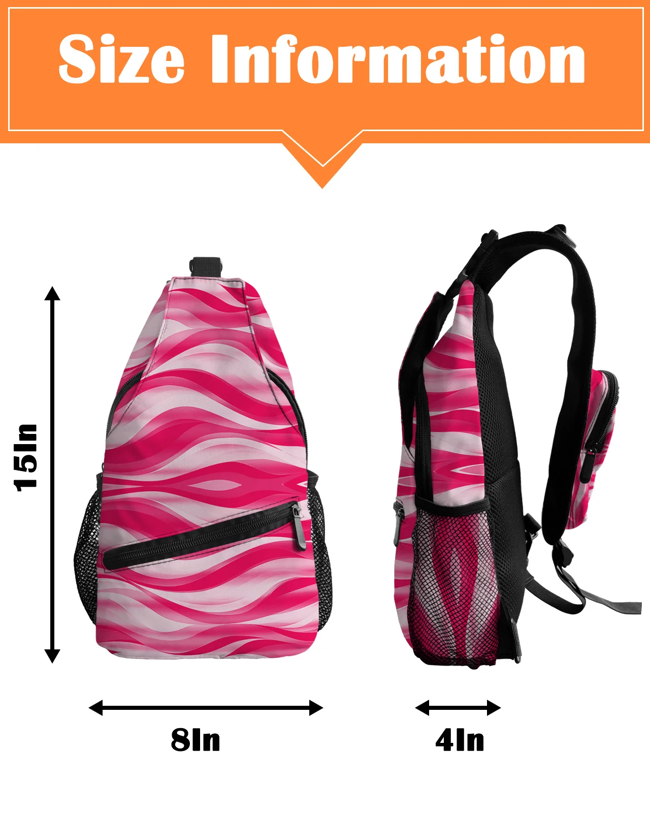 Bolsos de pecho Magenta distorsionados con gradiente abstracto para hombres y mujeres, bolsos de mensajero impermeables, bolsos de mensajero deportivos de viaje, bolso cruzado de un hombro