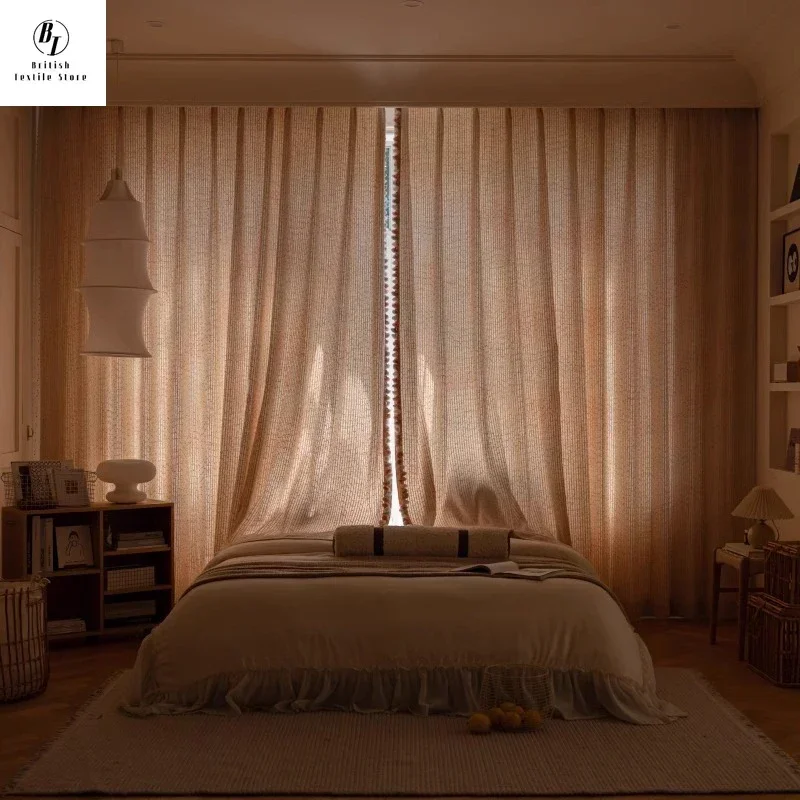 

Ice Cream Cream Pink Tassel Girls Children's Room Curtains For Living Room Bedroom Dining Blackout Luxury Custom Size Tulle