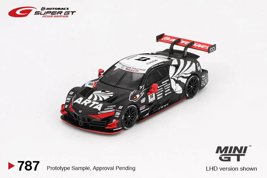 MINIGT 1/64 Honda NSX-GT Tipo S GT500 # 8 # 16 2023 Veicolo in lega per auto Modello in metallo pressofuso Giocattoli per bambini per ragazzi