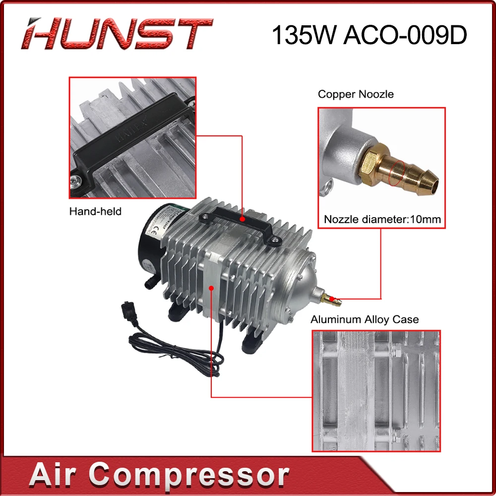 Imagem -04 - Hunst-compressor de ar Elétrico Bomba Magnética 110v 220v Aco009d para Gravação a Laser Co2 Máquina de Corte 135w