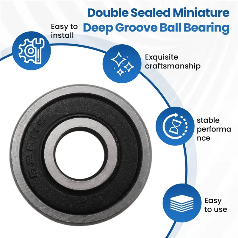 RABIT AS59~ 10Pcs 628RS 8Mmx24mmx8mm Double Sealed Miniature Deep Groove Ball Bearing