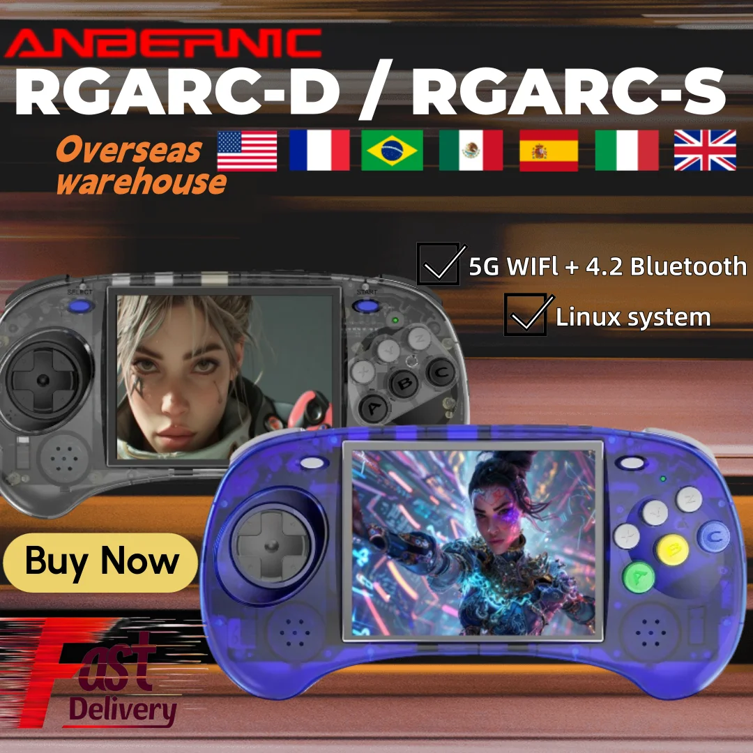 ANBERNIC RGARC-D RGARC-S Handheld Portable Video Game Consoles Android Linux OS 80000Games Retro 4 INCH IPS Screen Game Gifts