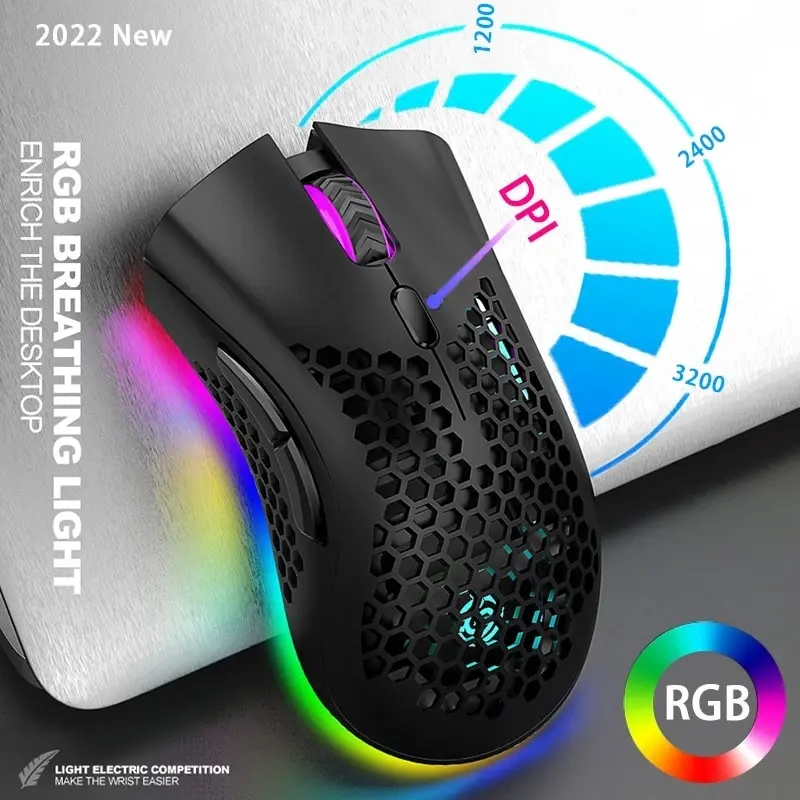 BM600 akumulator USB 2.4G bezprzewodowa lampa RGB o strukturze plastra miodu mysz do gier komputer stacjonarny Notebook Laptop myszy Mause Gamer śliczne