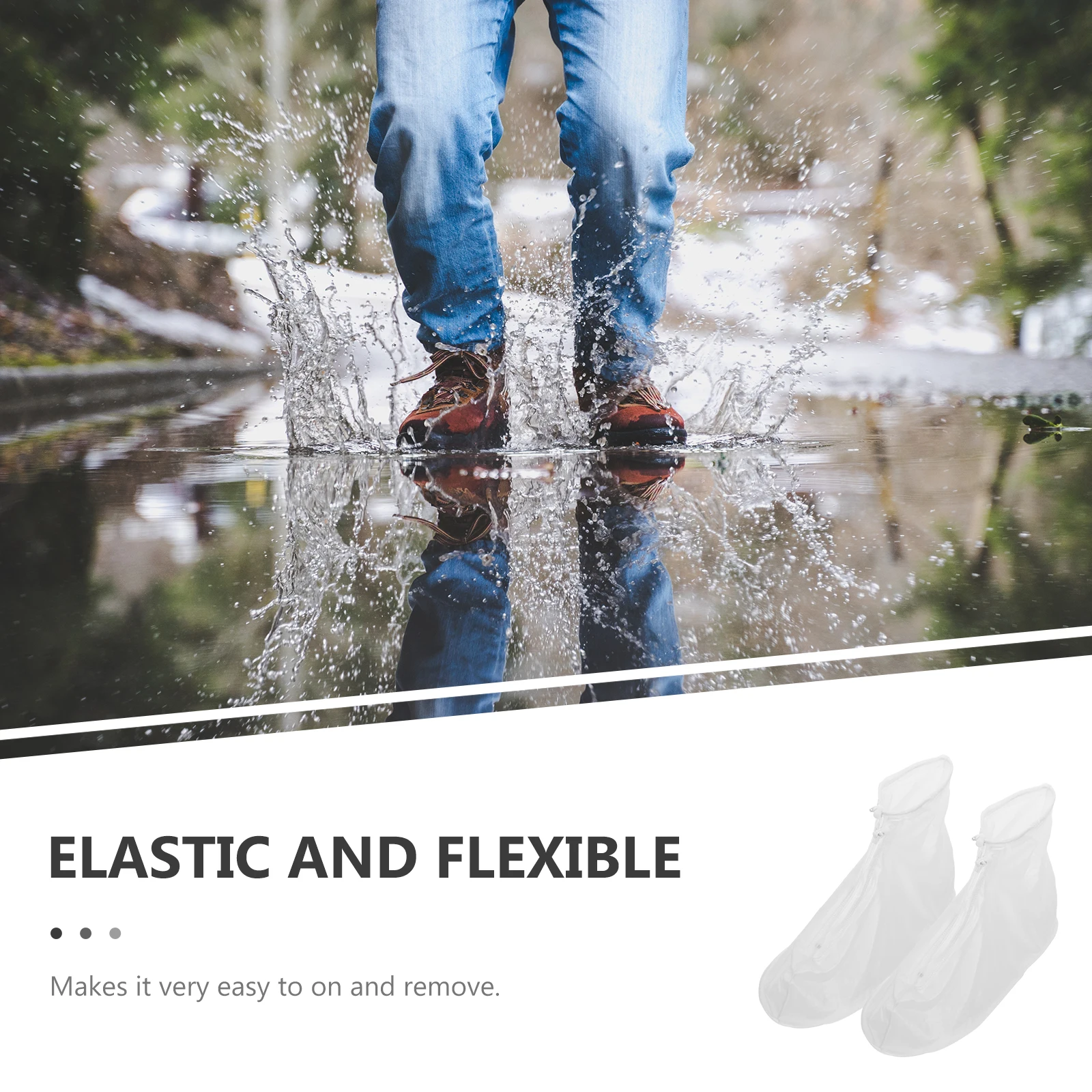 

2 Pairs Rainproof Shoe Cover for Slush Adult Shoes Anti-slip Protector Elastic Rainy Day Boot