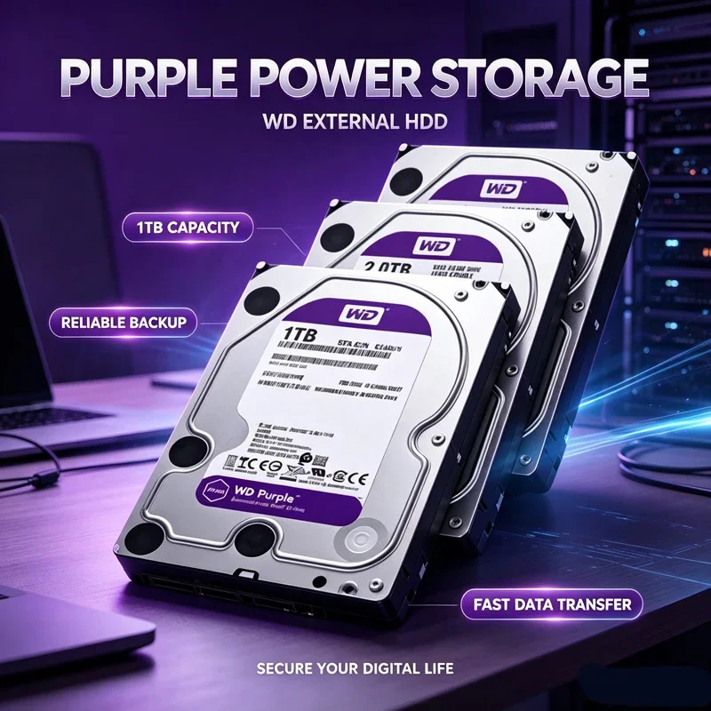 WD Purple 3.5 Surveillance HDD 1TB/2TB/3TB/4TB SATA 6Gb/s Durable Hard Drive for NVR CCTV Security Video Recorder Storage