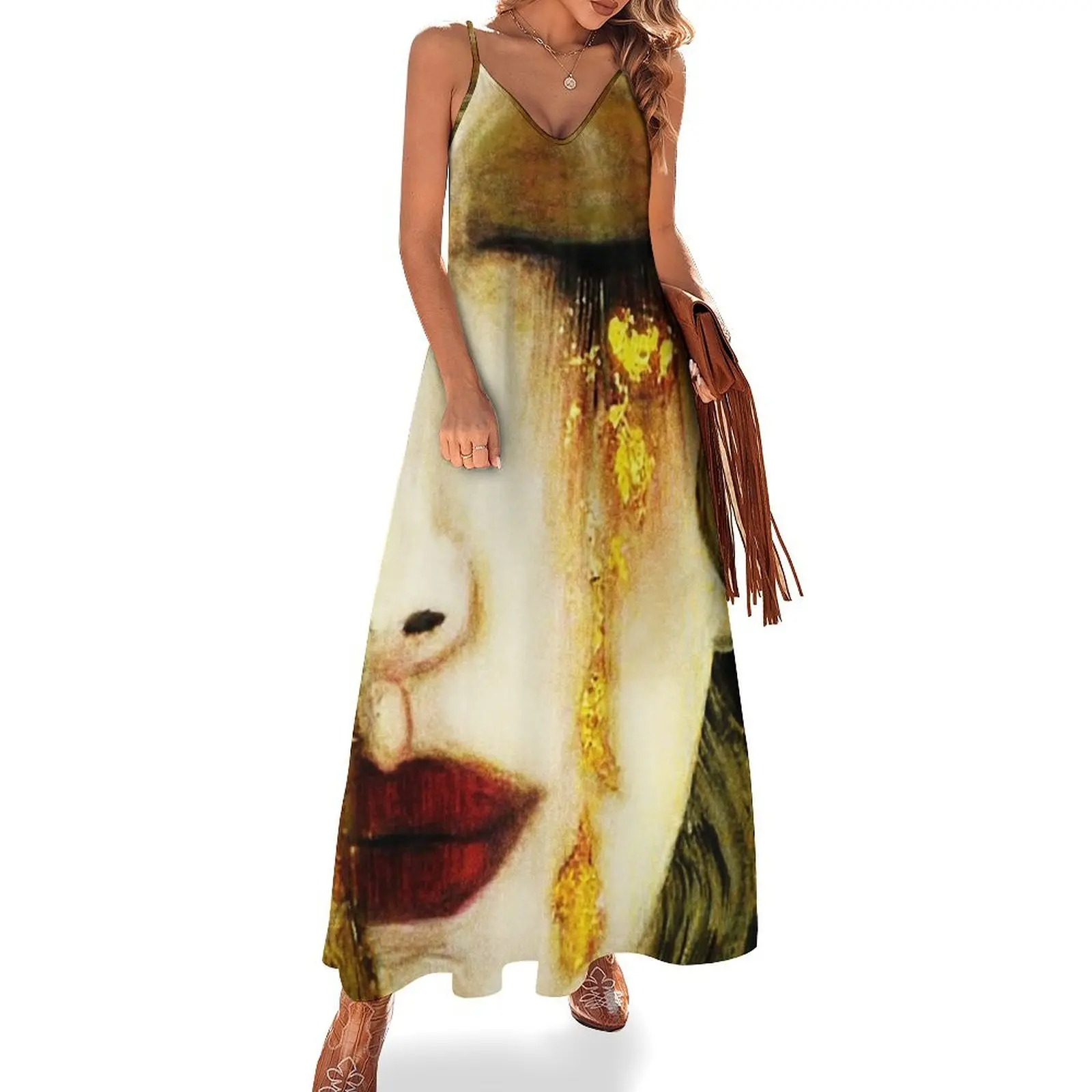 Golden Tears Freya’s Tears of Gold Anne Marie Zimmerman (School of Klimt) Sleeveless Dress elegant dresses for women