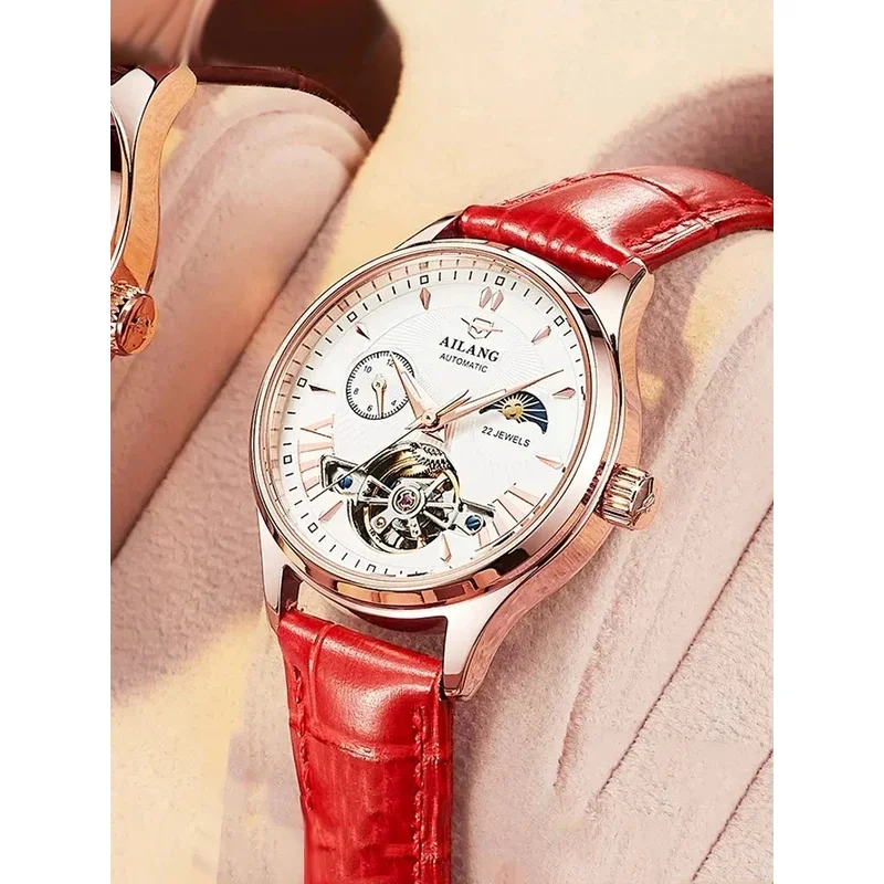 AILANG Automatic Mechanical Women's Watch - Luxury Waterproof Ladies Skeleton Tourbillon Wristwatch Elegant Relogio Feminino