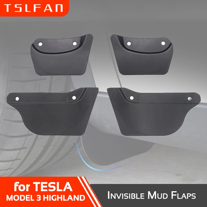 for Tesla Model 3 Highland 2024 Mud Flaps Invisible Wheel Mudguards TPE Mudflaps Front Rear Splash Guards Protector Accessories