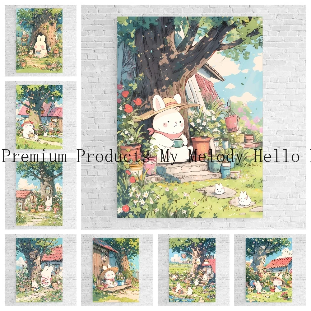 

Canvas Painting Sanrio Poster Anime Peripheral Waterproof HD Art Poster Cinnamoroll Bedroom Home Living Room Bar Wall Decor Gift