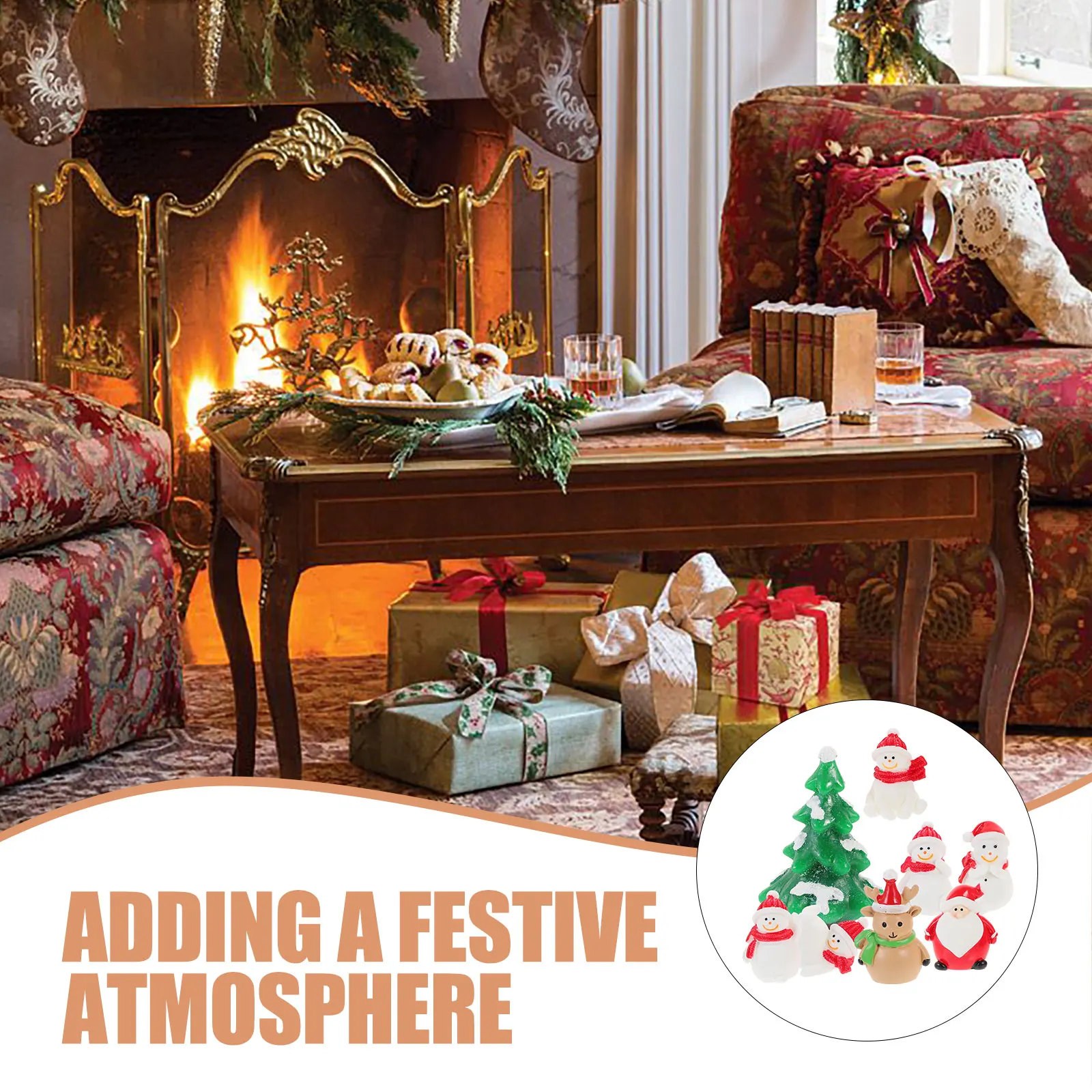 

8Pcs Resin Christmas Mini Ornaments Multifunctional Miniature Home Decoration Safe for Kids House Toys
