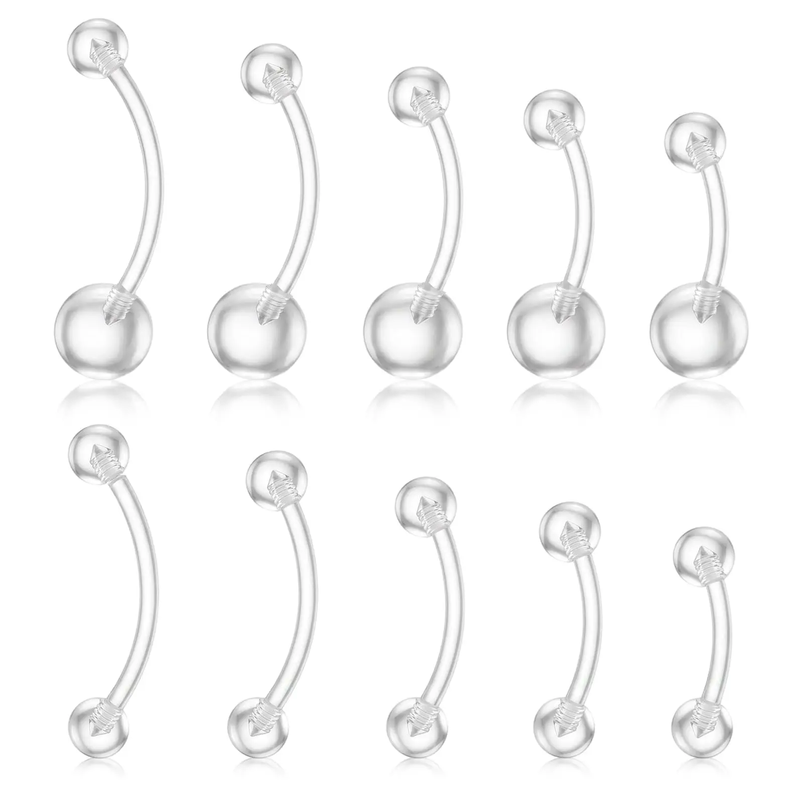 1-10pcs Plastic Belly Button Rings 14g Plastic Pregnancy Navel Piercing Retainers Jewelry Invisible Navel Ring for Work Surgery