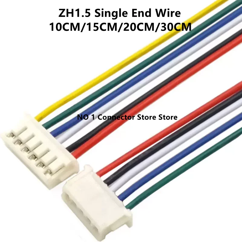 10pcs JST ZH1.5 1.5mm Pitch Connector Wire Cable 2/3/4/5/6/7/8/9/10pin DIY Electronic Line Single End 28AWG 10cm/15cm/20cm/30cm