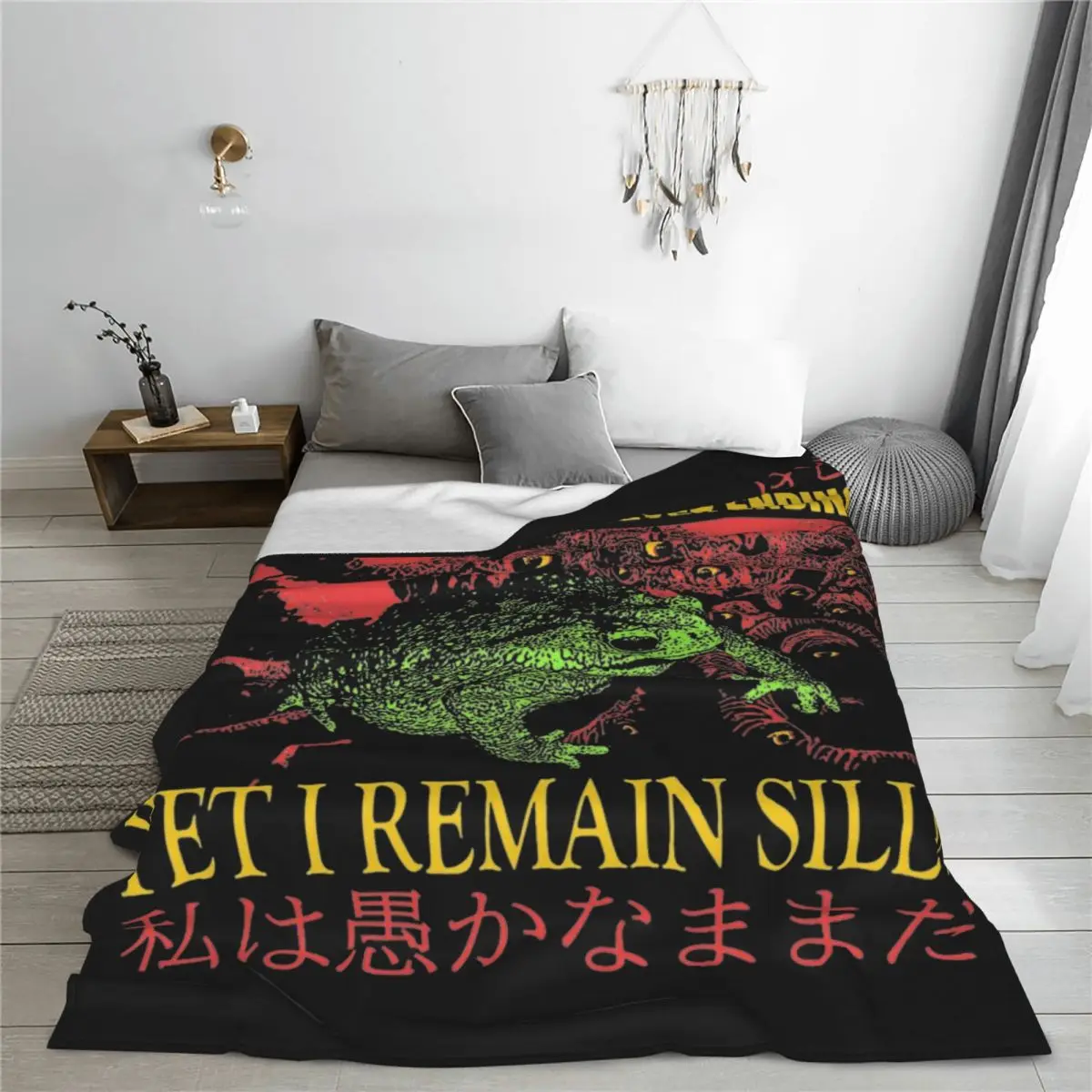 The Horrors Are Never Ending Yet I Remain Silly Blankets Flannel Japanese Style Frog Soft Throw Blanket for Sofa Couch Rug Piece