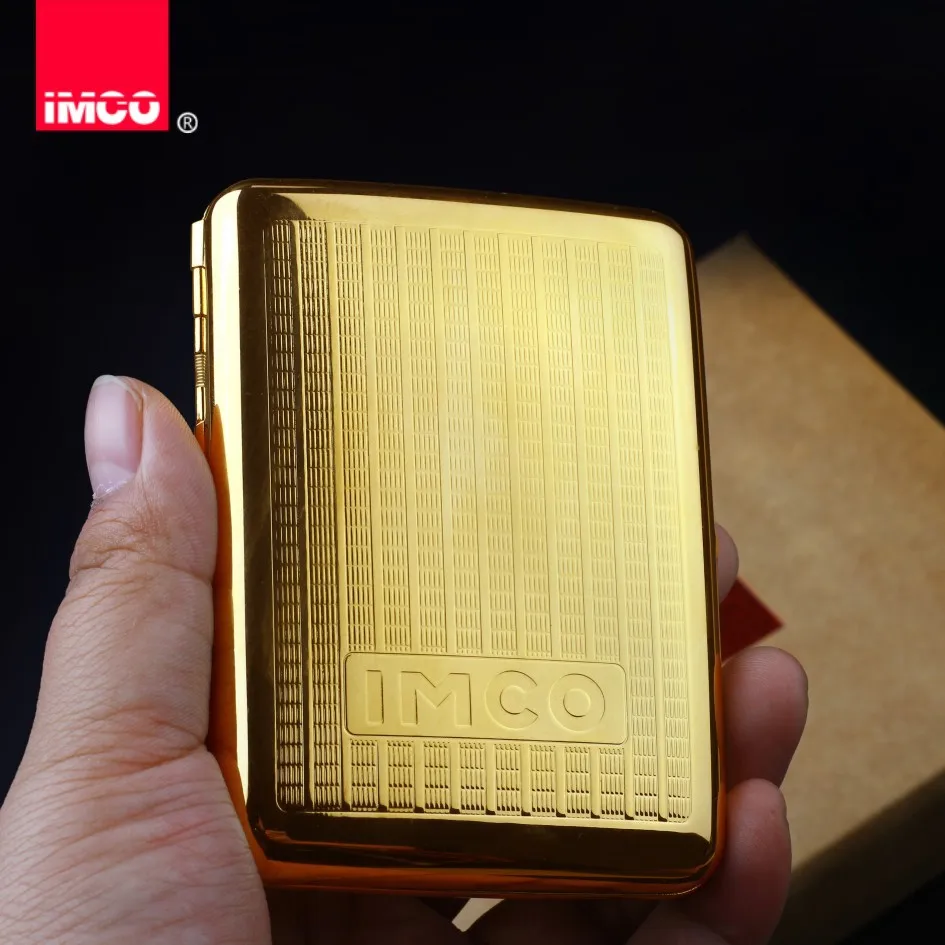 IMCO Brand Thick Cigarette Case Golden Rose Metal Brass Silver Box (20-16 Pcs 84mm Cigarettes)