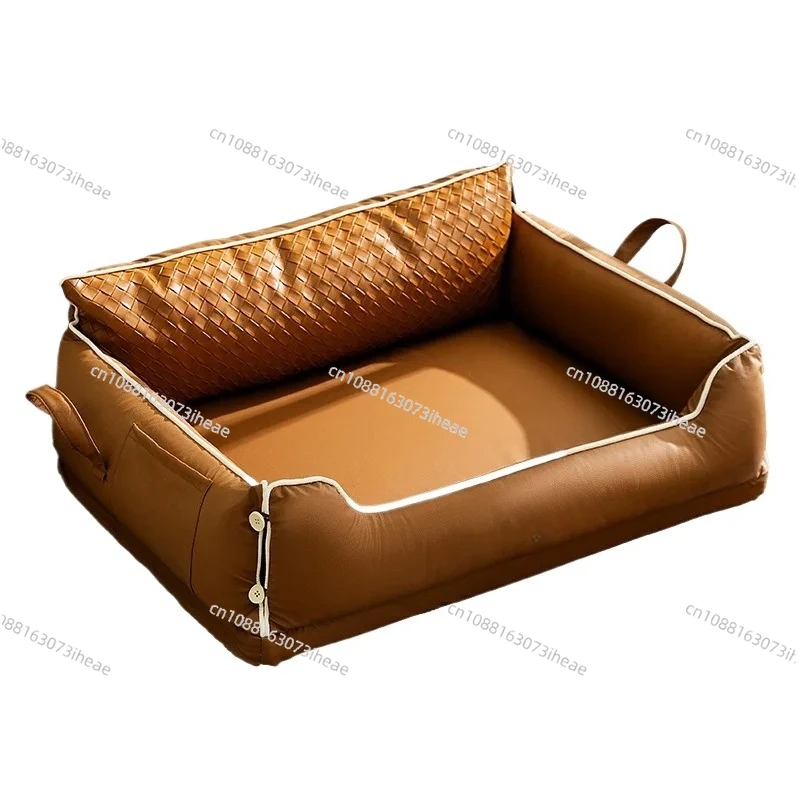New Luxury Pet Bed: All-Season Design with Latex Backrest, Square Orthopedic Cushion for Small Medium Dogs, Premium Dog Bed