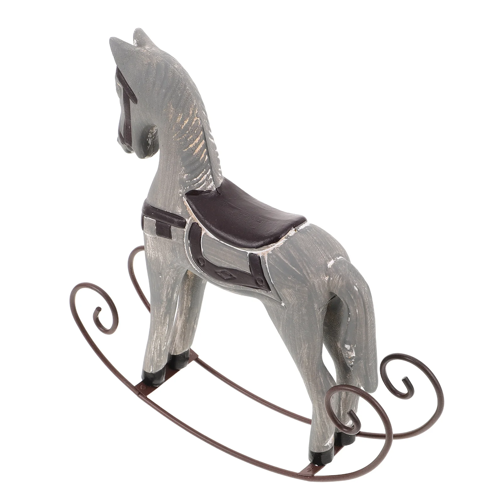 

Nordic Wooden Rocking Horse Animal Decorative Sculpture Desktop Bookshelf Statue Home