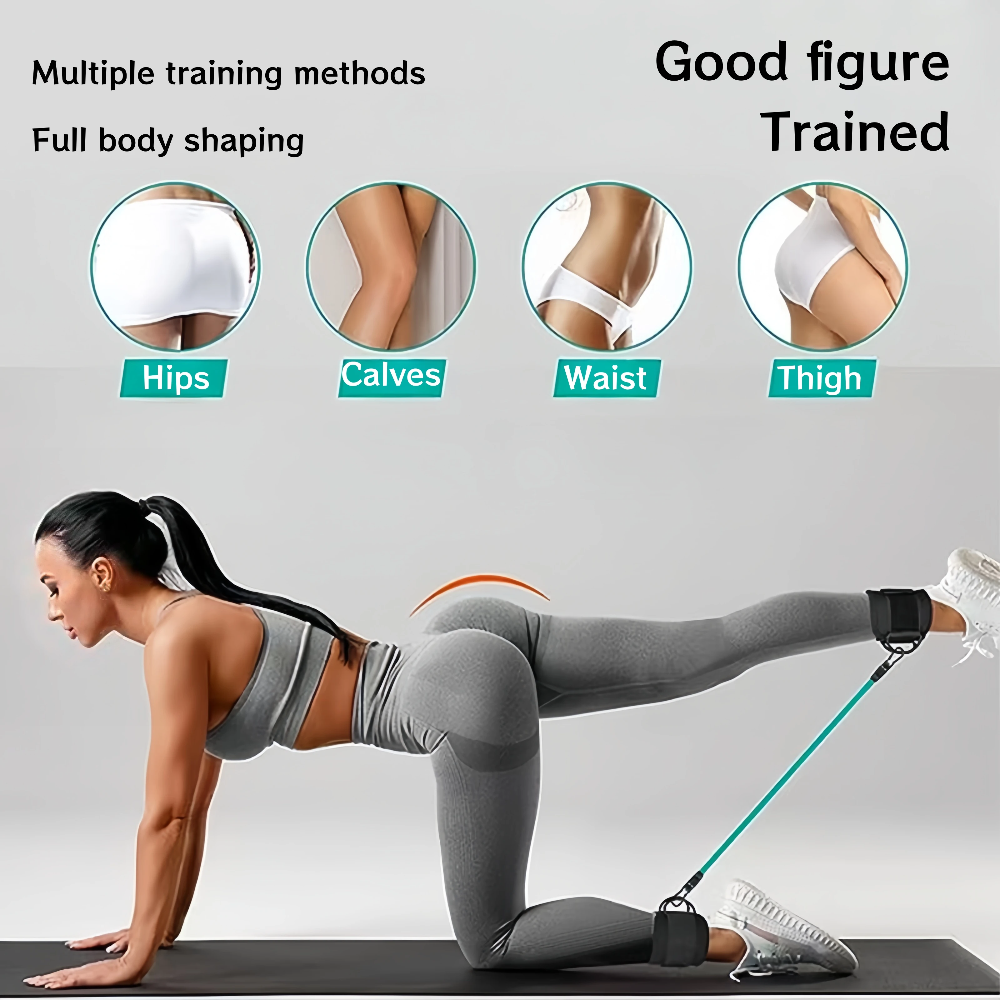 Ankle Resistance Bands Set with Ankle Cuffs, Elastic Leg Tubes for Glute Hip Workout Gym Fitness Training with Storage Bag view 6