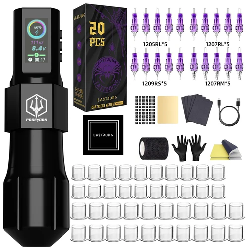 Imagen 2 del producto Kit de tatuaje LASTJUDG, Kit de pluma de tatuaje de alta potencia para maquillaje permanente, Kit de máquina de tatuaje, fuente de alimentación de tatuaje caliente, Kit de pistola de tatuaje