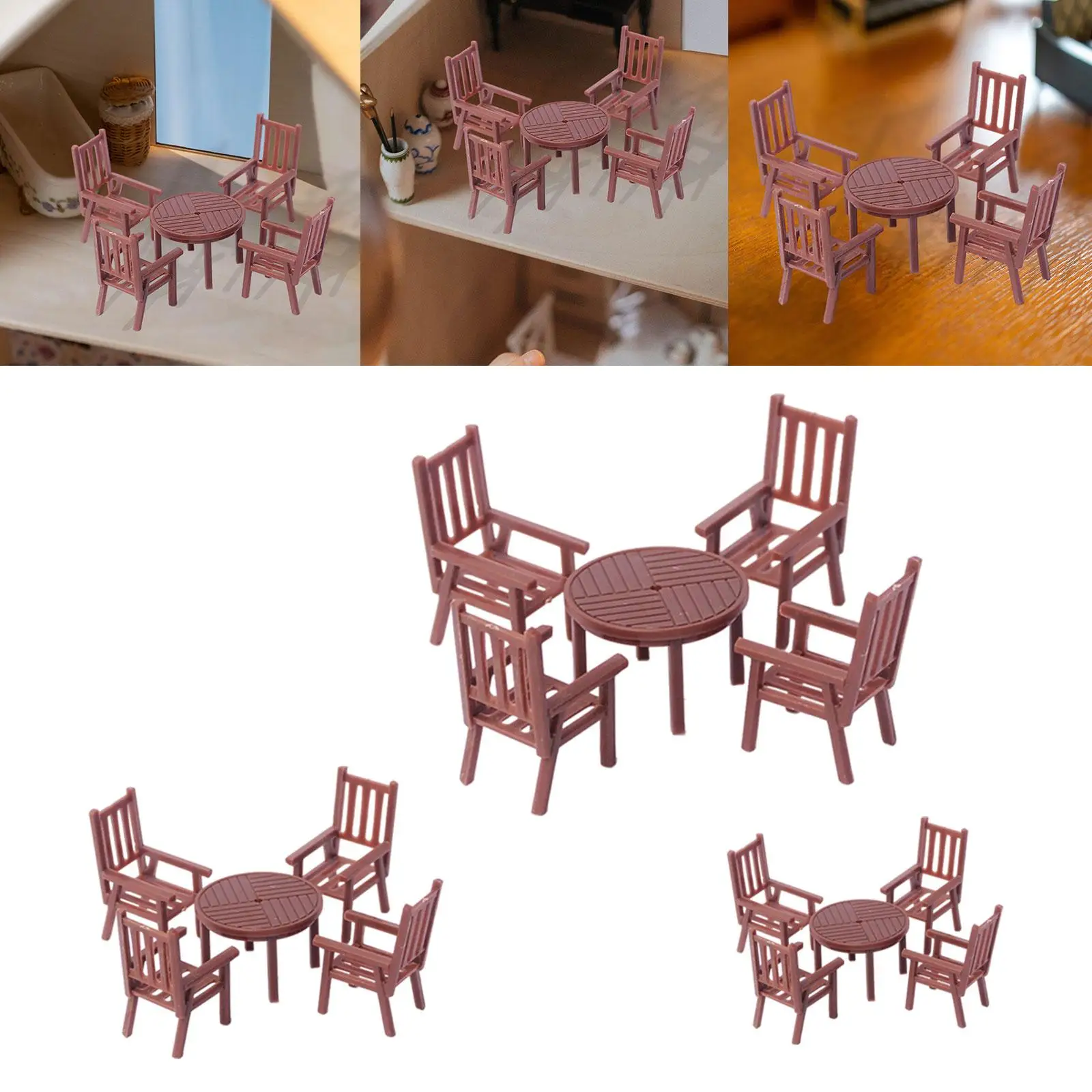 Mini juego de escritorio y silla, modelo de tren, mesa de arena, manualidades, proyectos de bricolaje, paisajismo, accesorios para muebles de micropaisaje