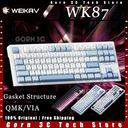 WEIKAV WK87 기계식 키보드 트라이 모드 가스켓 구조 RGB QMK/VIA 긴 내구성 맞춤형 게임용 키보드 Pc 액세서리 