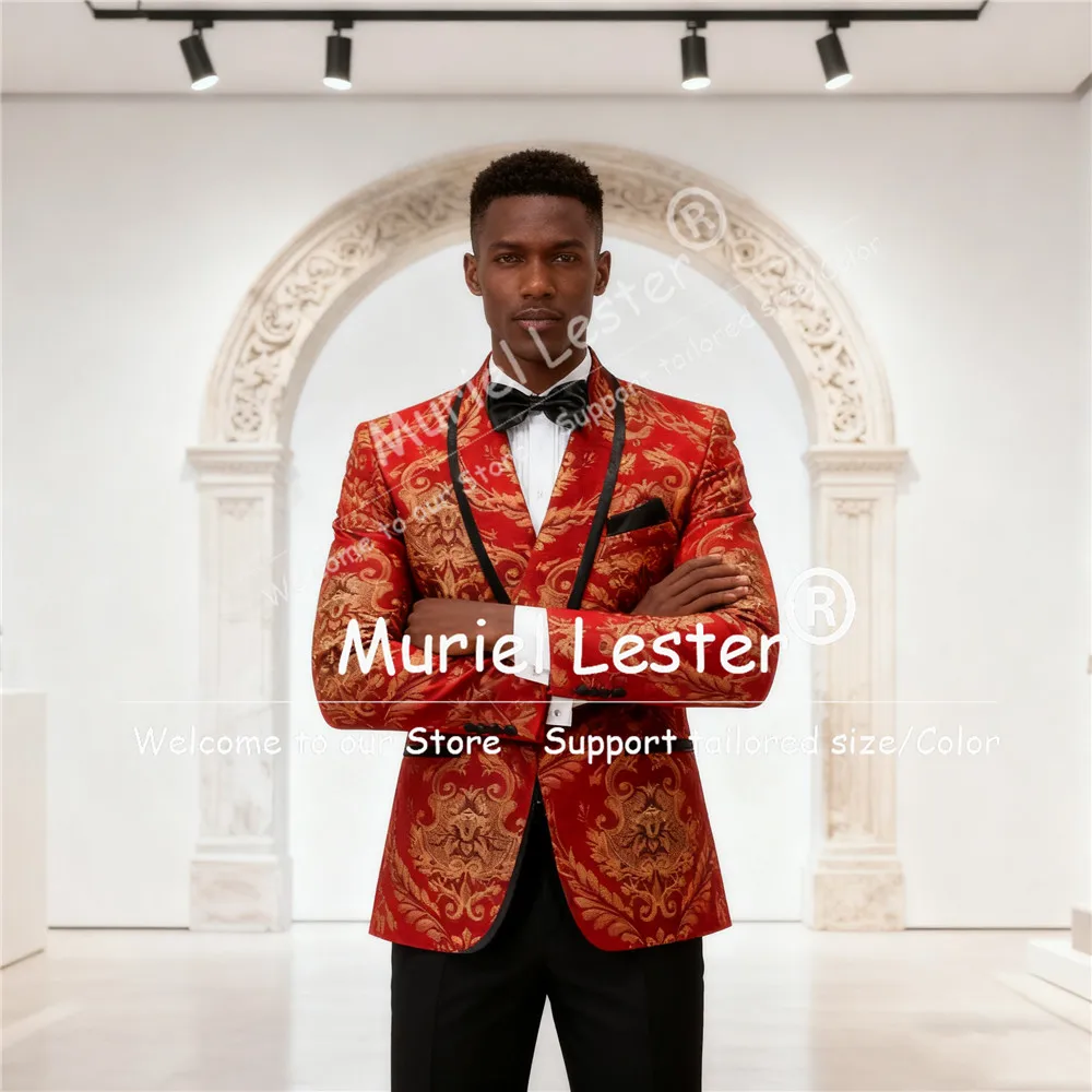 بدل جاكار عتيقة ملابس رجالية مزدوجة الصدر سترة السراويل زي مخصص أوم 2 قطعة ملابس العريس الزفاف البدلات الرسمية