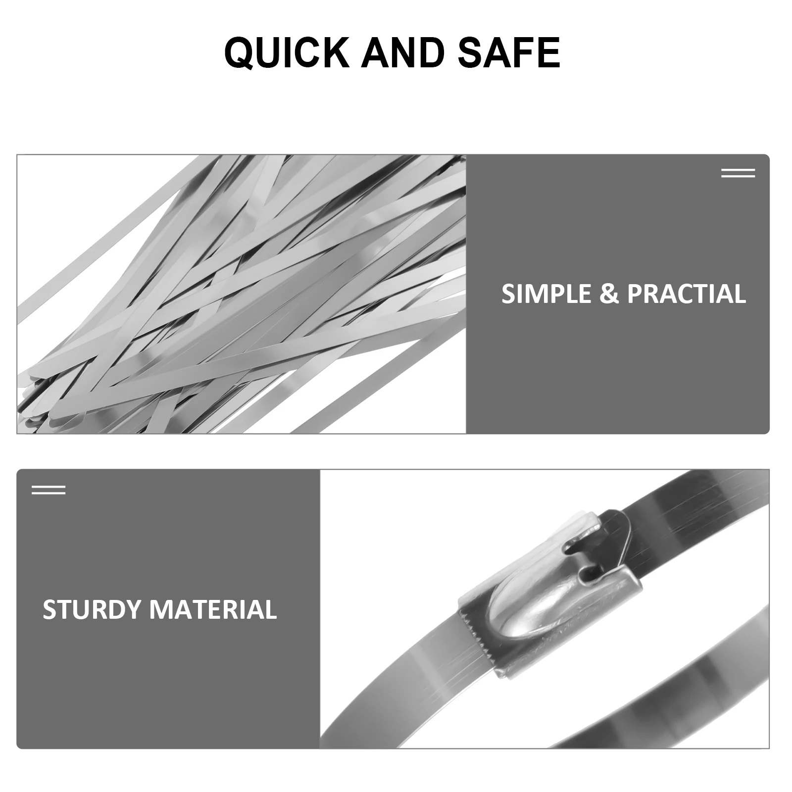 

100Pcs Stainless Steel Cable Organizers Self-Locking Heavy-Duty Reusable Non-Slip Tie Wraps for Household Supplies and