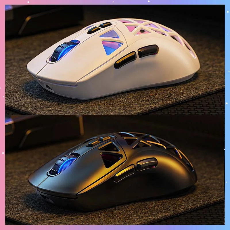Gaming Mouse G17 Tri-Mode BT/2.4G/Wired PAW3325 10000DPI RGB Backlit Lightweight Hollow Out Design E-Sports Office Mouse Gift