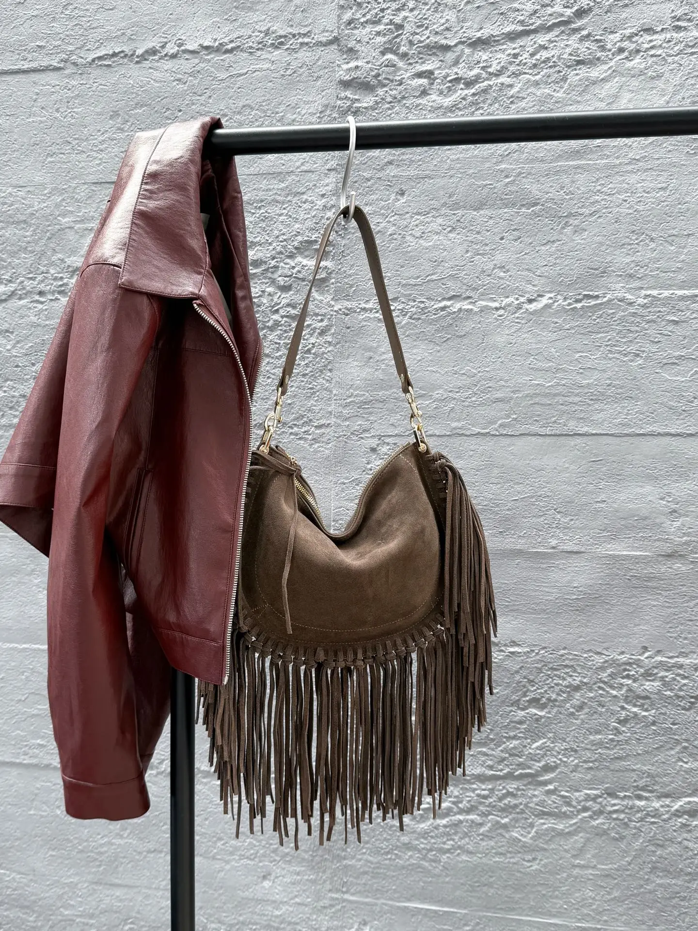 

Genuine Grade Suede Leather Fashion Ladeis Shoulder Crossbody Fringe Bag Luxury Designer Brand Women's Handbags for Woman Tote