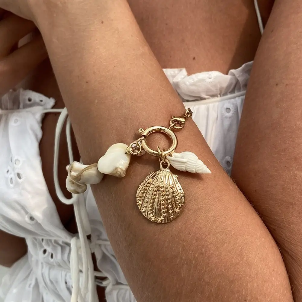 Sweet Bohemian Shell Necklace Bracelet Flower Conch Marine Style Necklace Charm Pearl Beach Beaded Jewelry Vacation