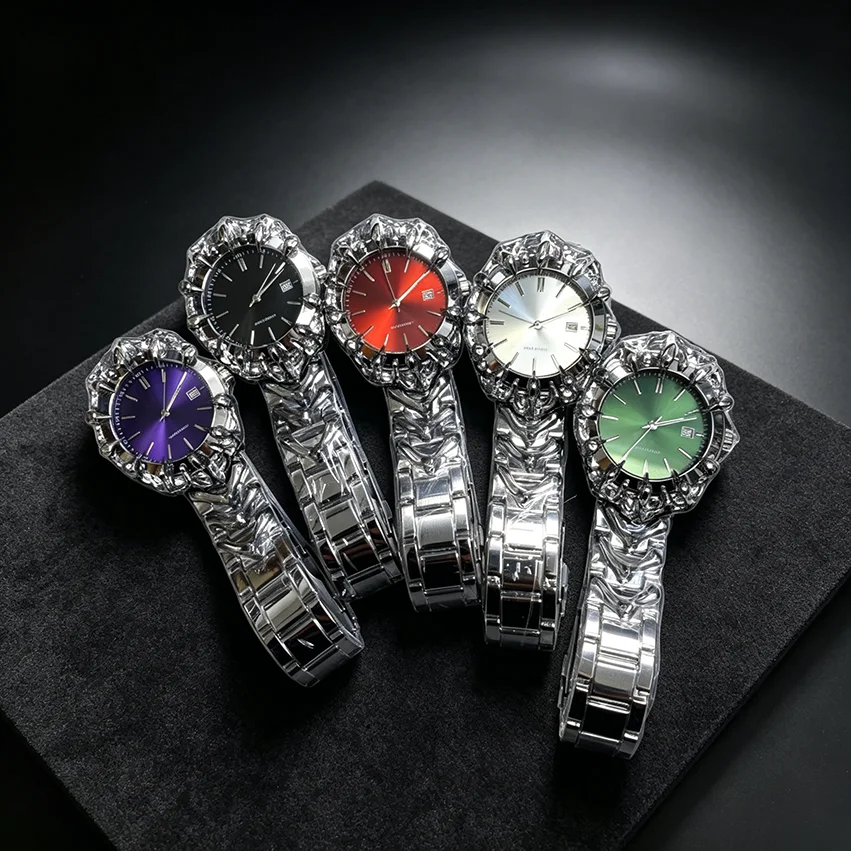 

Dragon Claw Men Watch Creative 3D Textured Hip Hop Quartz Watch Purple Green Red Fashion Clock Relogio Masculino New
