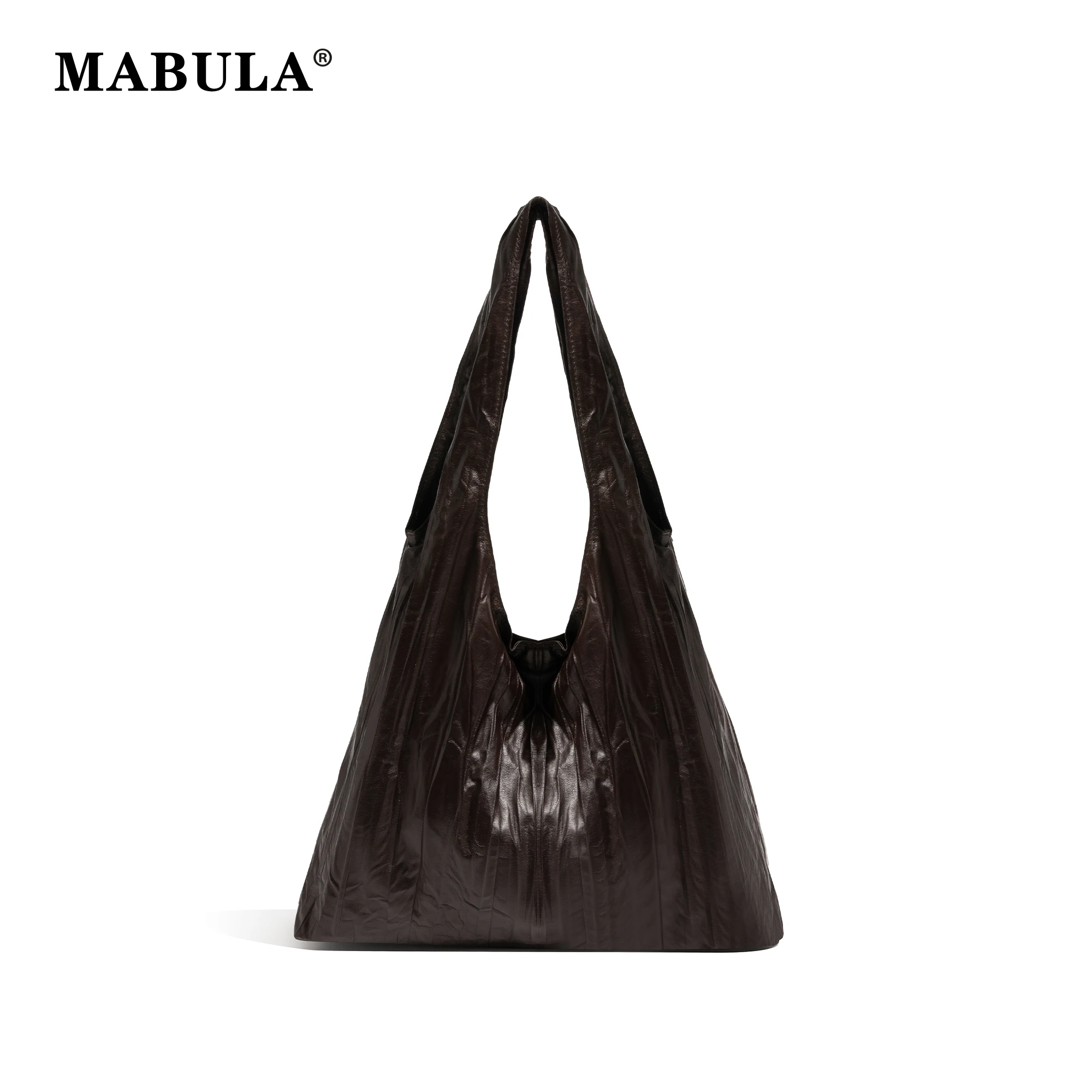 MABULA Retro Striped Tote Handbag Pleated Fabric Solid Color Nylon Lightweight Stylish Underarm Shoulder Phone Purse For Women