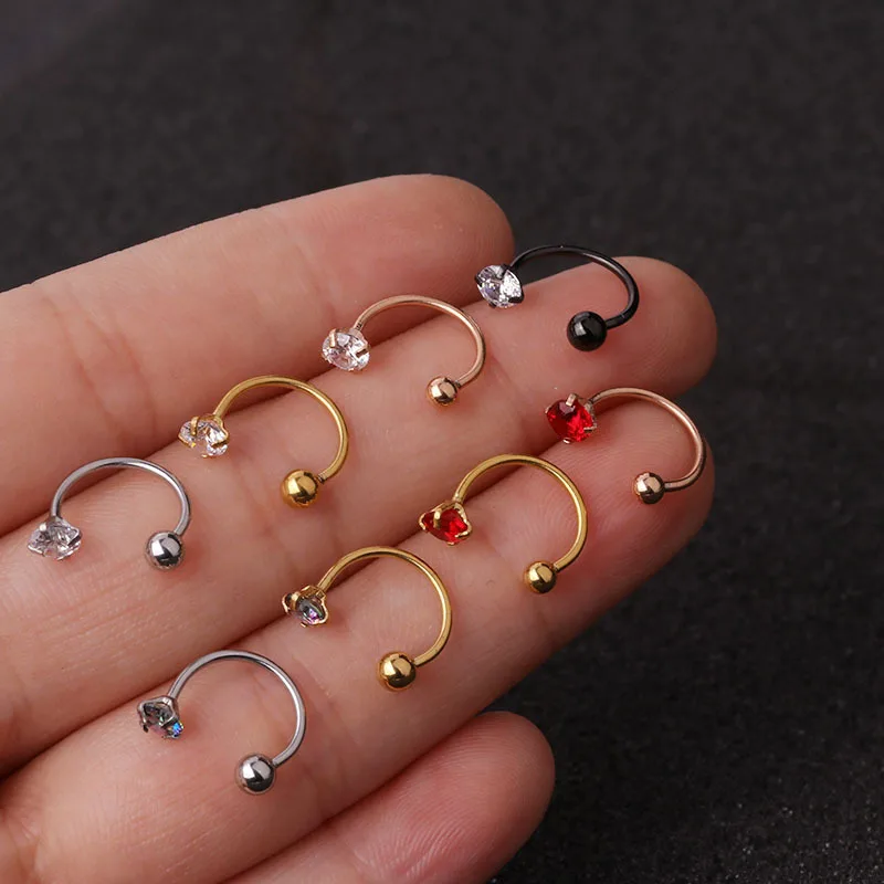 1PC Stainless Steel Little Huggies Hoop Earrings For Women Tiny Crystal Zirconia Pendant Cartilage Earrings Piercing Jewelry
