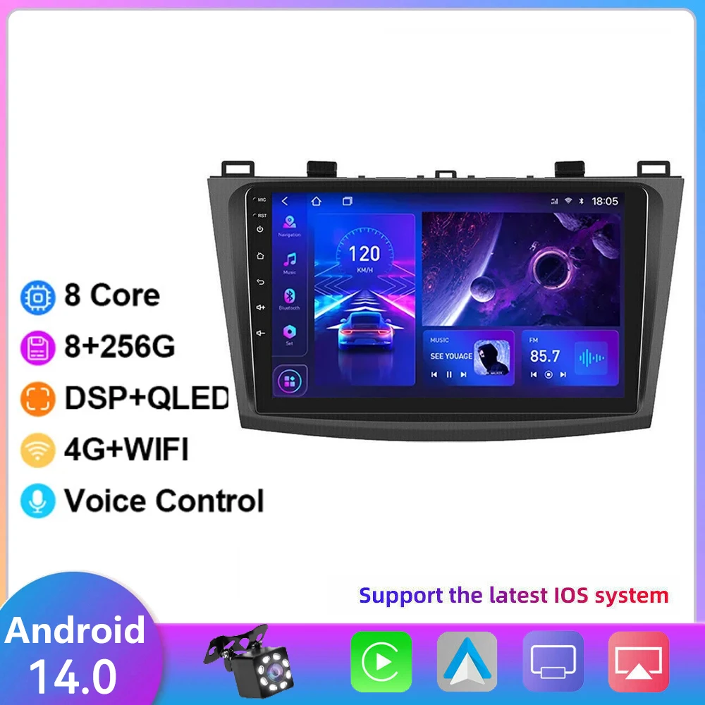 

Android 14 car radio for Mazda 3 2010 2011 2012 2013 Multimedia Video Player GPS BT Carplay Auto Stereo 2din Head Unit DSP RDS