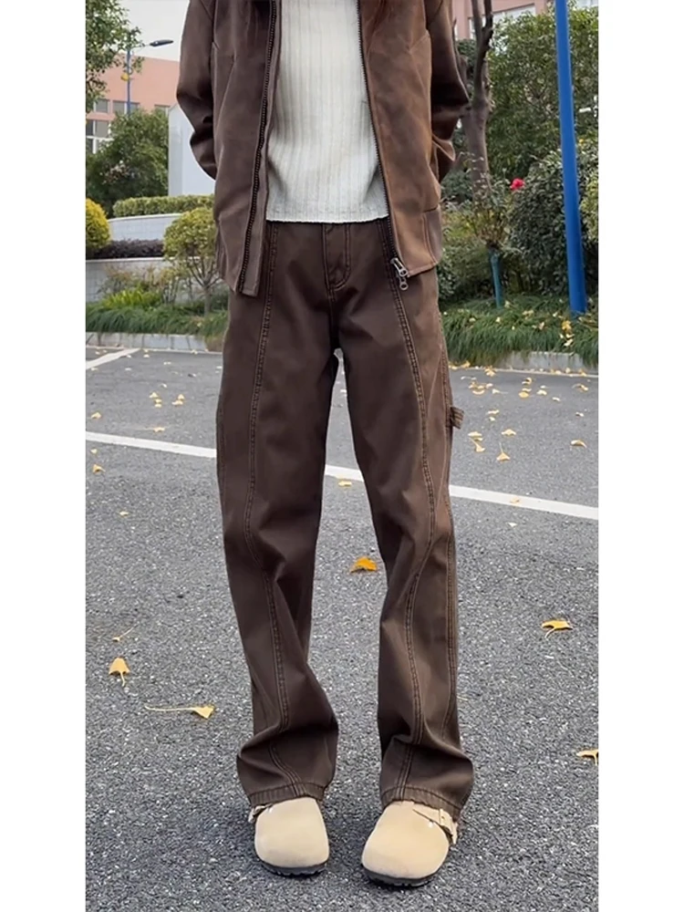 

Bury American Sle Slanted Cut Jeans Men's Retro Merger Workwear Flared Pants Autumn Winter Fce Straight Leg Jeans