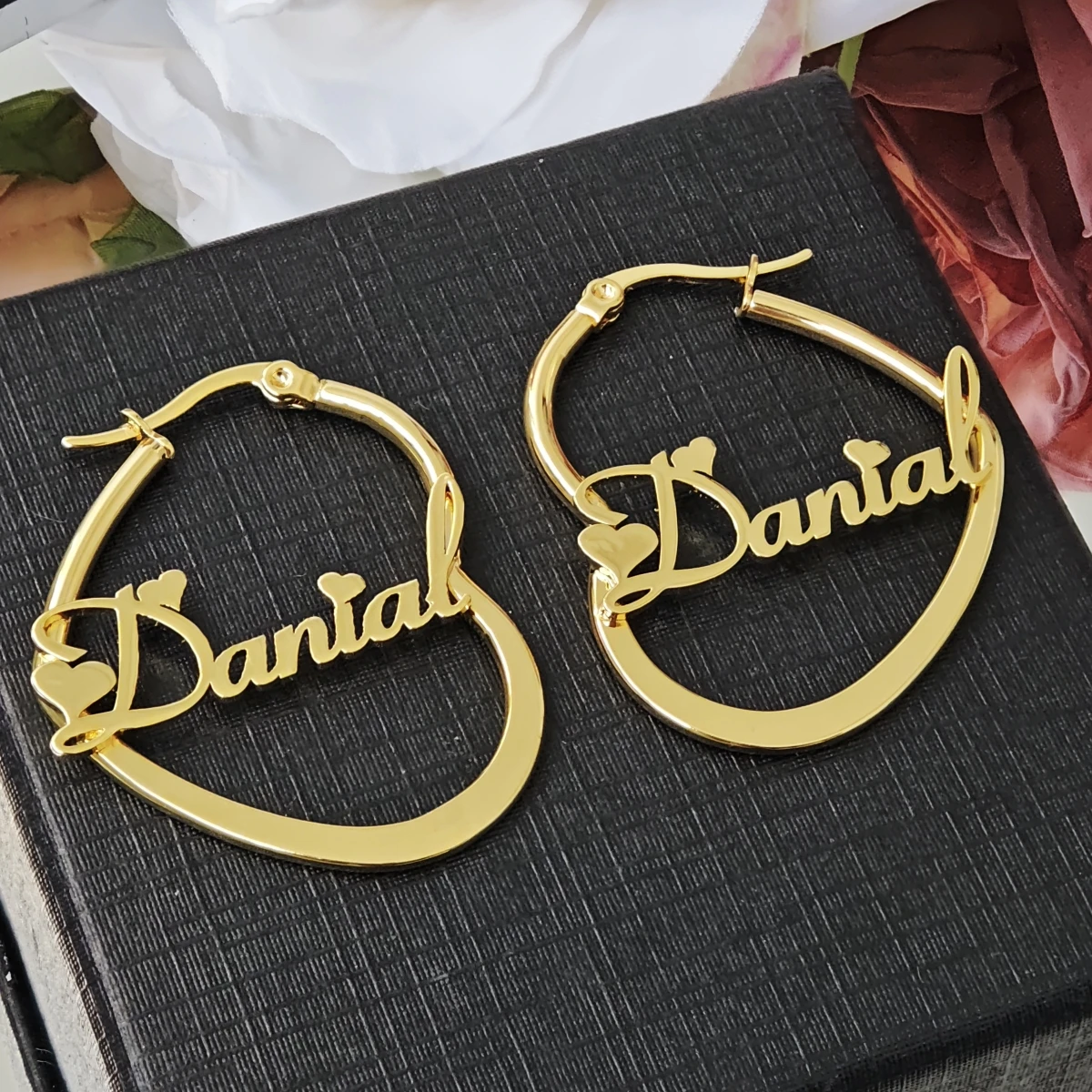 

Customized Name Jewelry Personalized Name Earrings Stainless Steel Jewelry Charm Women's Minimalist Earrings Christmas Gift