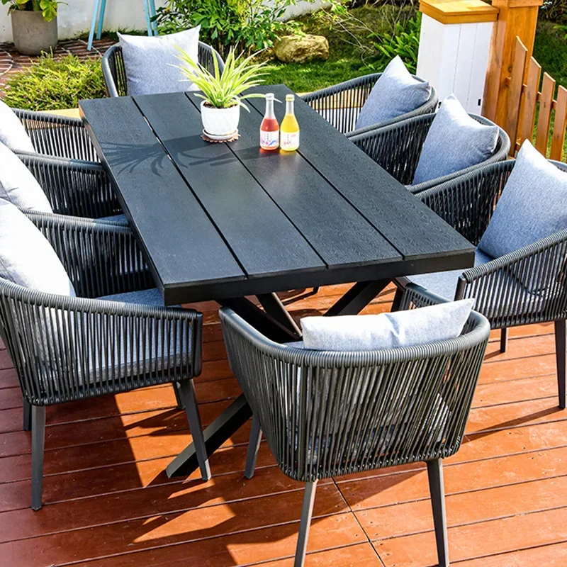 

Outdoor Rattan-woven Garden Chairs, Table and Chair Set for 10 People Outdoor Garden Furniture Set
