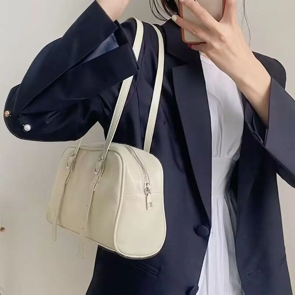 

Portable Green Boston Bag Large Capacity Korean Style Underarm Bag Pillow Bag Tote Bag Female Handbag Ladies