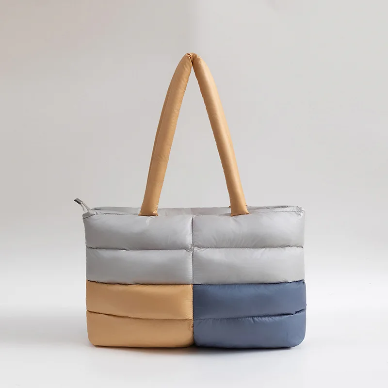 

Women's Shoulder Bags Checked Soft Down Jacket Handbag Cotton Filled Pillow Bag Versatile Shoulder Underarm Bag