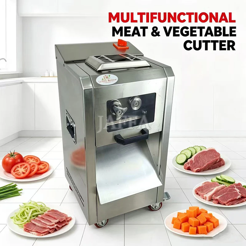 250Kg/H Electric Meat Slicer Stainless Steel 3mm Blades Meat Cutter Grinder Machine Auto Kitchen Home Appliance Commercial