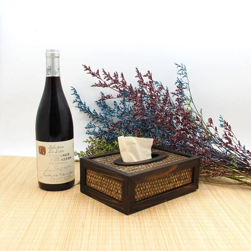 

Vintage Wooden Tissue Cover Rustic Decorative Napkin Holder for Home Office Hotel Bathroom Use Wood Tissue Holder