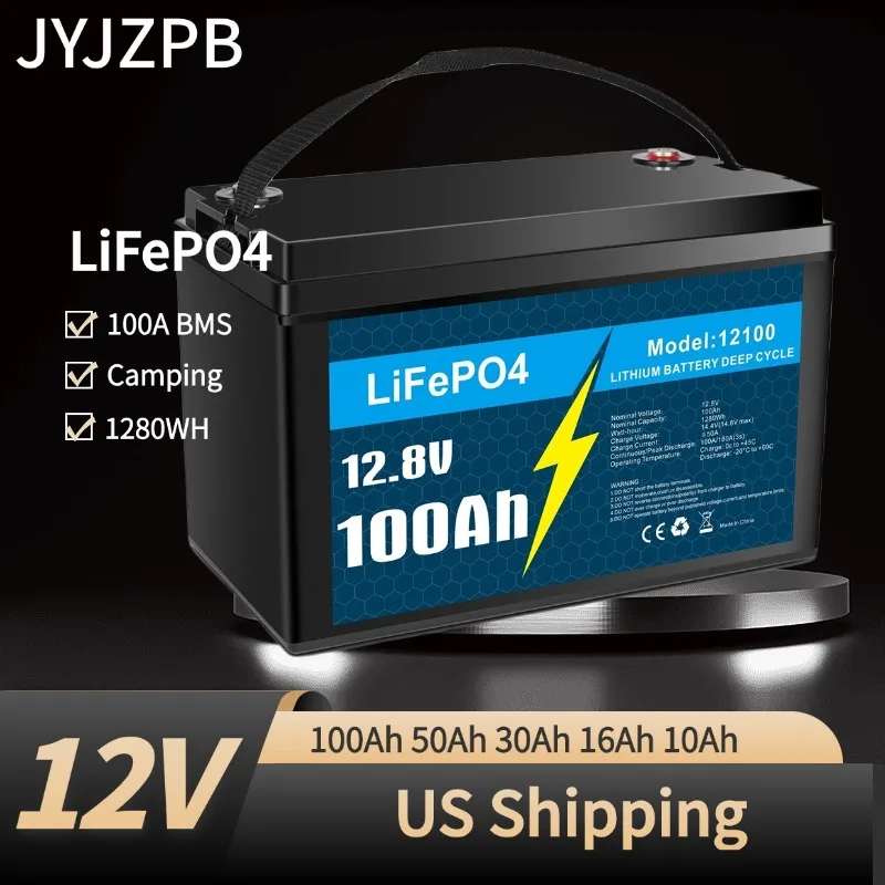 

12V 10Ah 16Ah 30Ah50Ah 100Ah LiFePO4 Battery,Cycles Battery for RV Solar Trolling Motor Travel Trailer, Energy Storage Off Grid