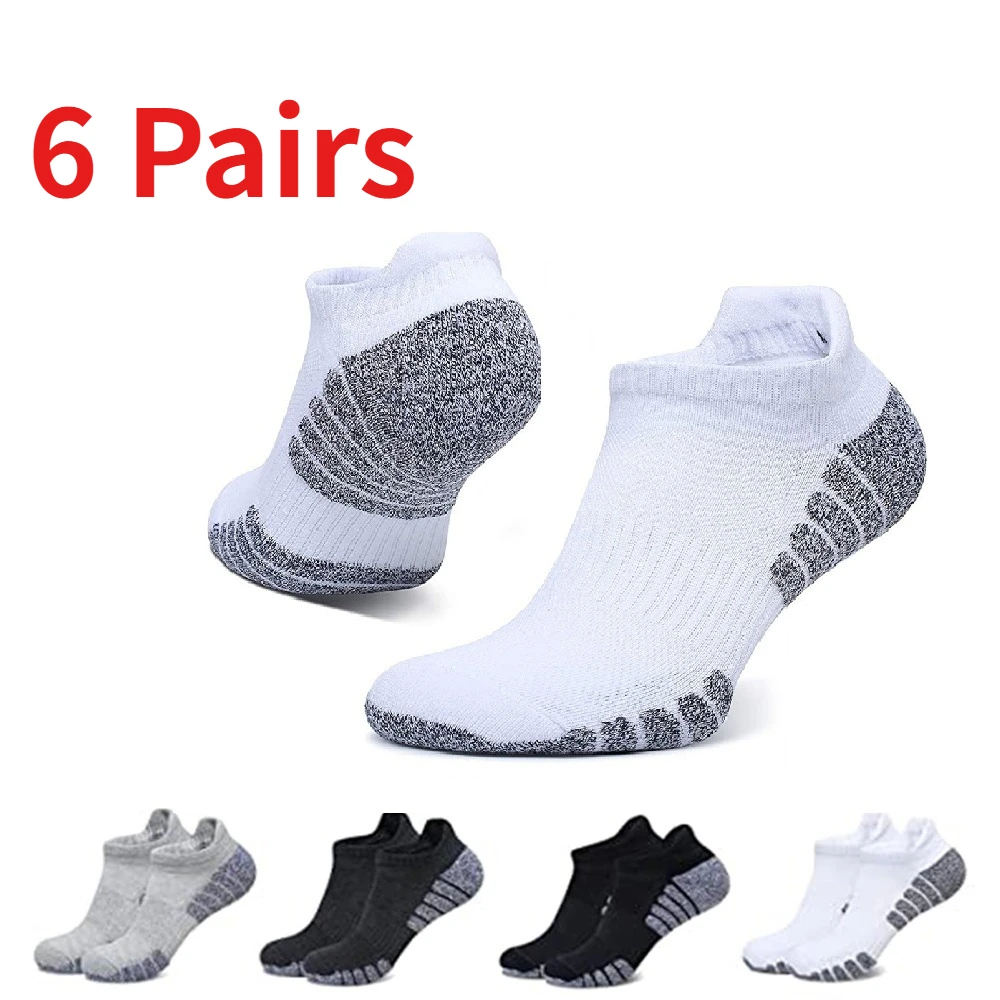 

6 пар спортивных сетчатых носков-лодочек, осенне-зимние утолщенные нескользящие дышащие носки для бега с полотенцесушителем, носки для фитнеса на открытом воздухе