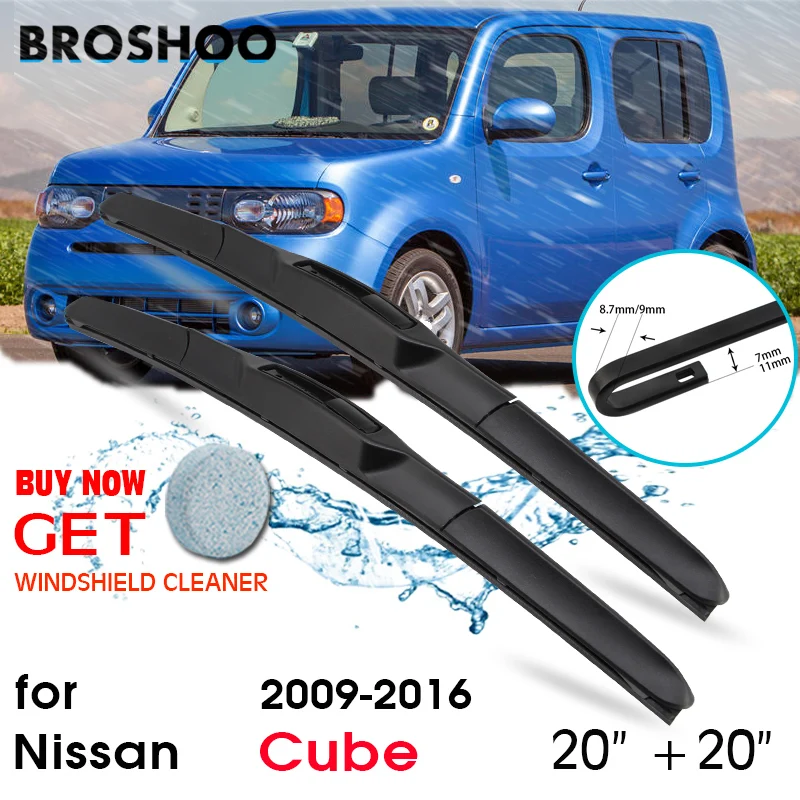 

BROSHOO Car Wiper Blades Clean The Windshield For Nissan Cube Fit Standard Hook Arm 2009 2010 2011 2012 2013 2014 2015 2016