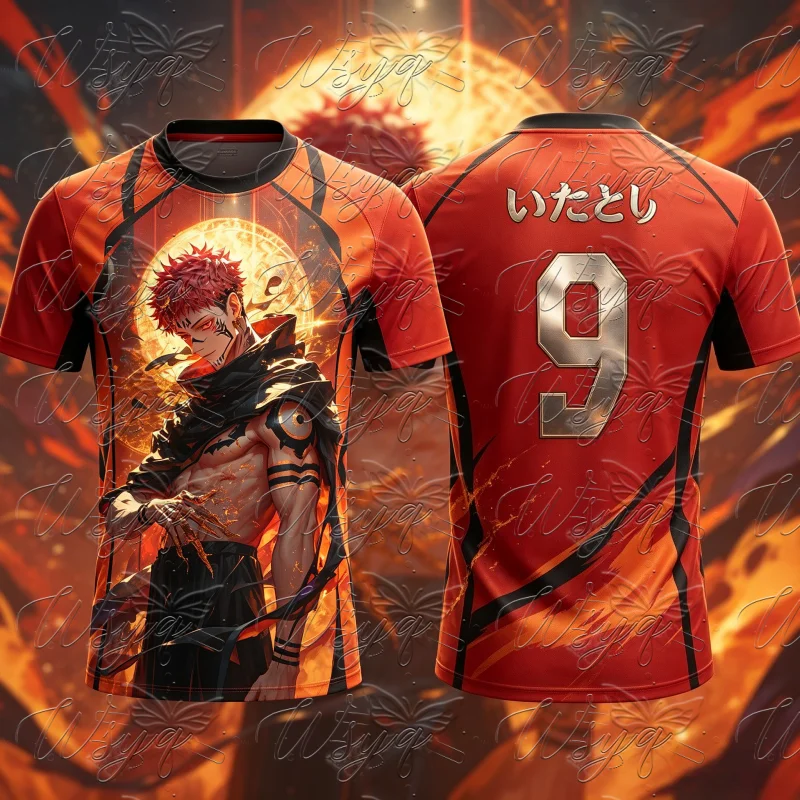 Jujutsu Kaisen Itadori Yuji Ryomen Sukuna No.9 Soccer Jersey 3DPrint Sports Short Sleeve T Shirt Men Women Summer Streetwear Tee